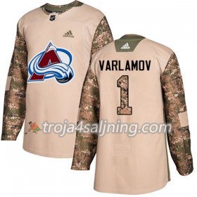 Colorado Avalanche tröja Semyon Varlamov 1 Adidas 2017-2018 Camo Veterans Day Practice Authentic - NHL Tröjor Herr